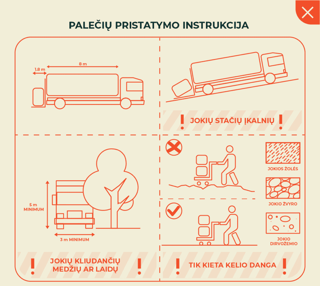 Palečių pristatymo instrukcija